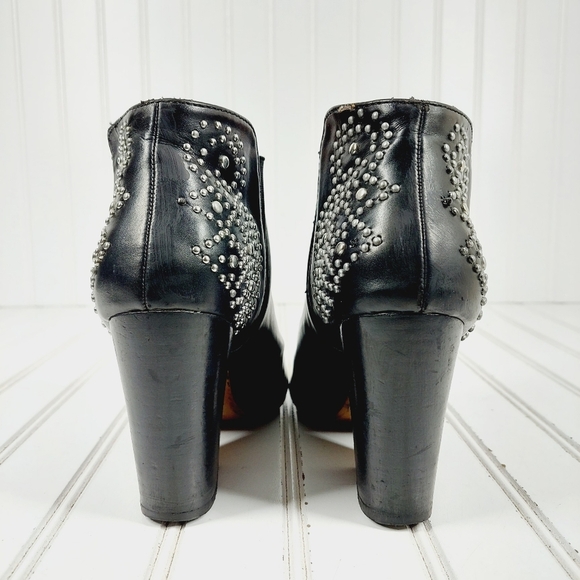 Report Mahogany Block Heel Pointy Toe Studded Ankle Boots E3 - Picture 6 of 13